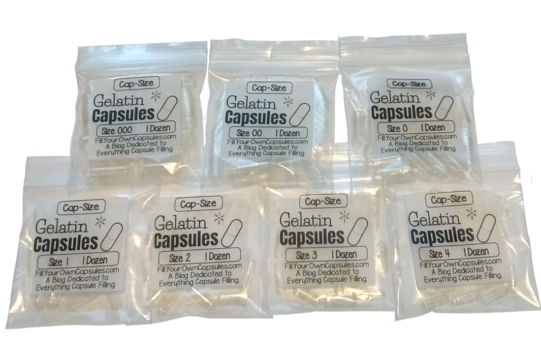 gelatin caps assorted sizes