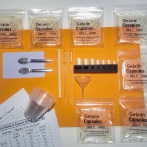 capsule holding tray with filling tool and capsules